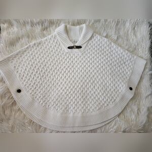 Janie and Jack White Knit Cape with Brown Accents Sz 5